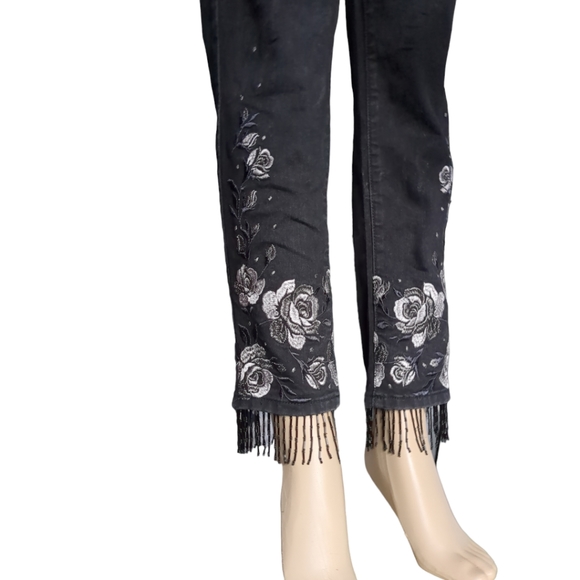 DG2  Diane Black Embellished Beaded Five Pockets Ankle Gorgeous pants Size 8. - Picture 17 of 17